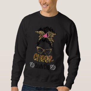 Cheer Auntie Leopard Messy Bun Cheerleader Mütter Sweatshirt