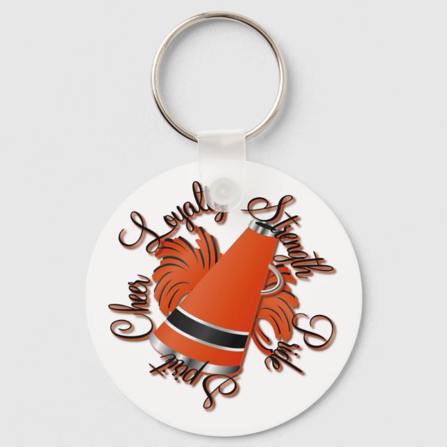 Cheer Black and Orange Qualities Schlüsselanhänger (Vorderseite)