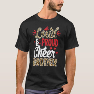 Cheer Brother Größter Fan Leopard Print und Pom Po T-Shirt