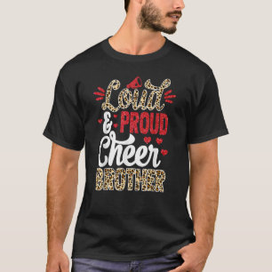 Cheer Brother Größter Fan Leopard Print und Pom Po T-Shirt