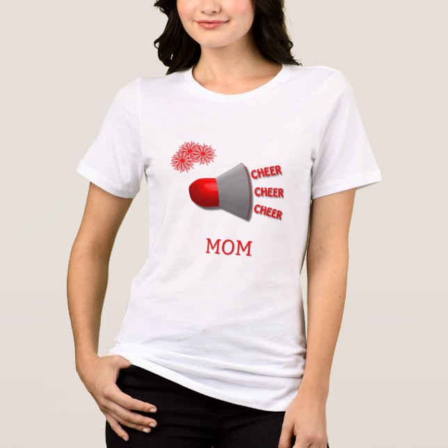 Cheer Cheer Cheer MOM Megaphone PomPoms Tri-Blend Shirt (Vorderseite)