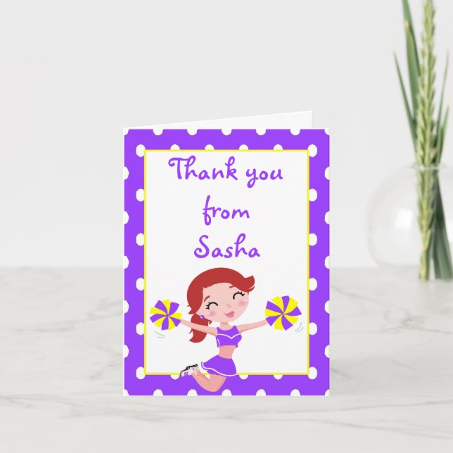 Cheer Cheerleader Birthday Thank You Note Card Dankeskarte (Vorderseite)