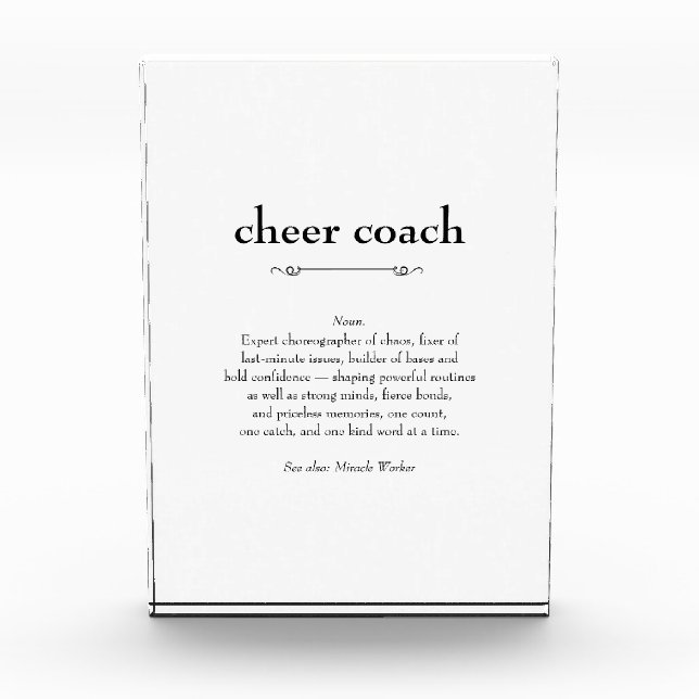Cheer Coach Definition Danke Geschenk Fotoblock (Vorderseite)
