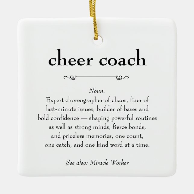 Cheer Coach Definition Danke Geschenk Keramikornament (Vorderseite)