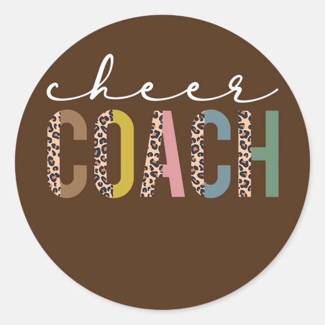 Cheer Coach Leopard Bester Cheer Coach je Runder Aufkleber (Vorderseite)