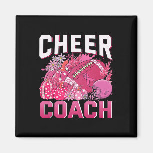 Cheer Coach Pink Ribbon Footbyll Brustkrebs Awa Magnet