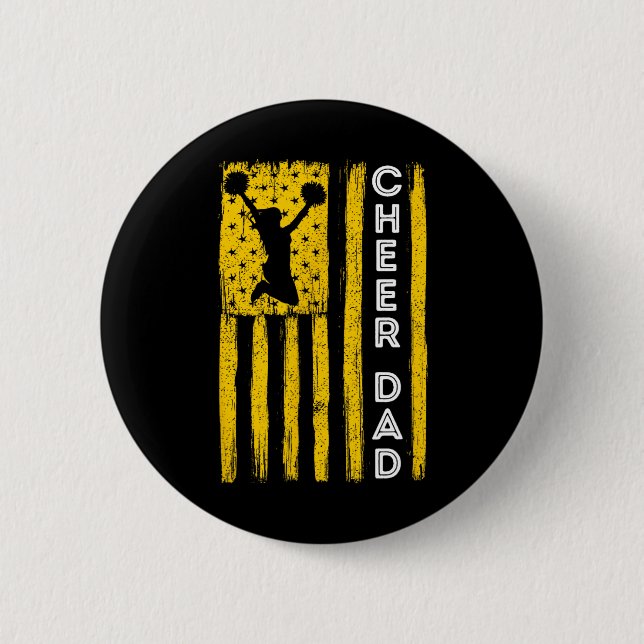 Cheer Dad Gelbe Cheerleading-Flagge  Button (Vorderseite)