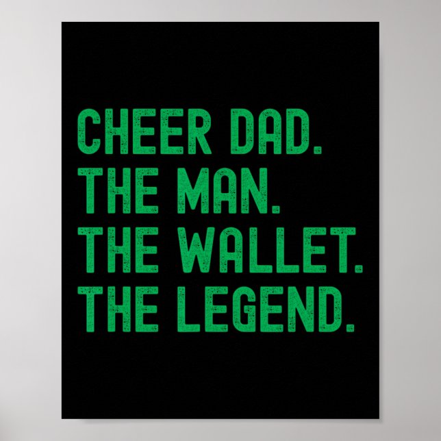 Cheer Dad Grün Lustiger Cheerleading-Mann Brieftas Poster (Vorne)