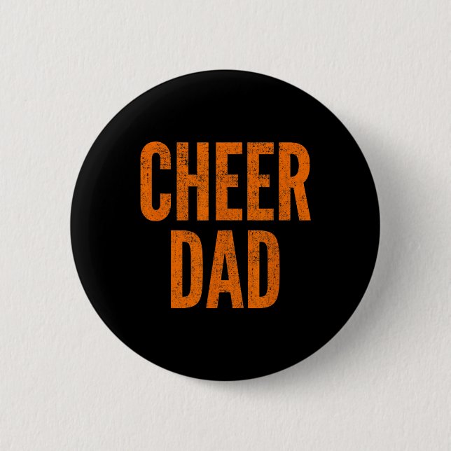 Cheer Dad Orange und Schwarz Cheerleading passende Button (Vorderseite)