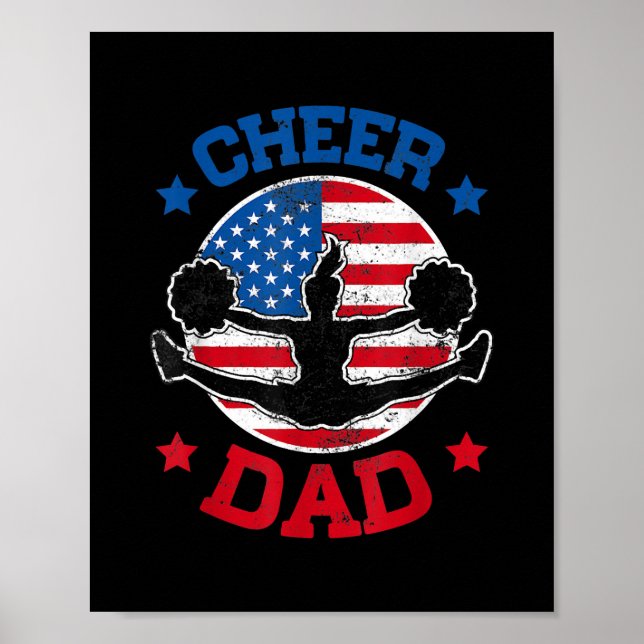 Cheer Dad Proud Fathers Day Cheerleading Girl Poster (Vorne)