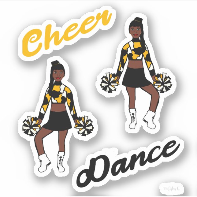 Cheer Dance Pom Stickers (Gelbe Camouflage) Aufkleber (Vorderseite)