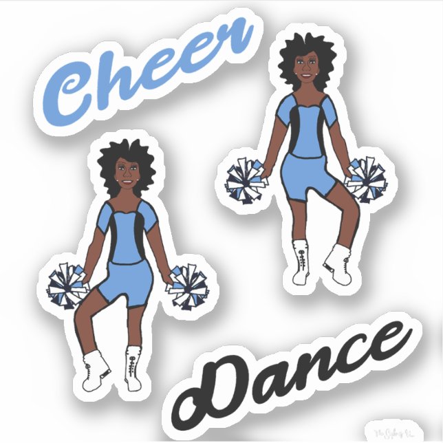 Cheer Dance Pom Stickers (Periwinkle Black) Aufkleber (Vorderseite)