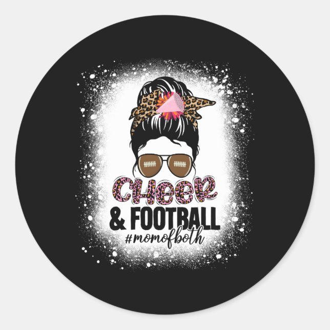 Cheer Football Cheerleader Mama von beiden Messy B Runder Aufkleber (Vorderseite)