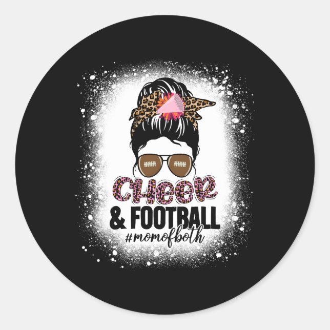Cheer Football Cheerleader Mama von beiden Messy B Runder Aufkleber (Vorderseite)