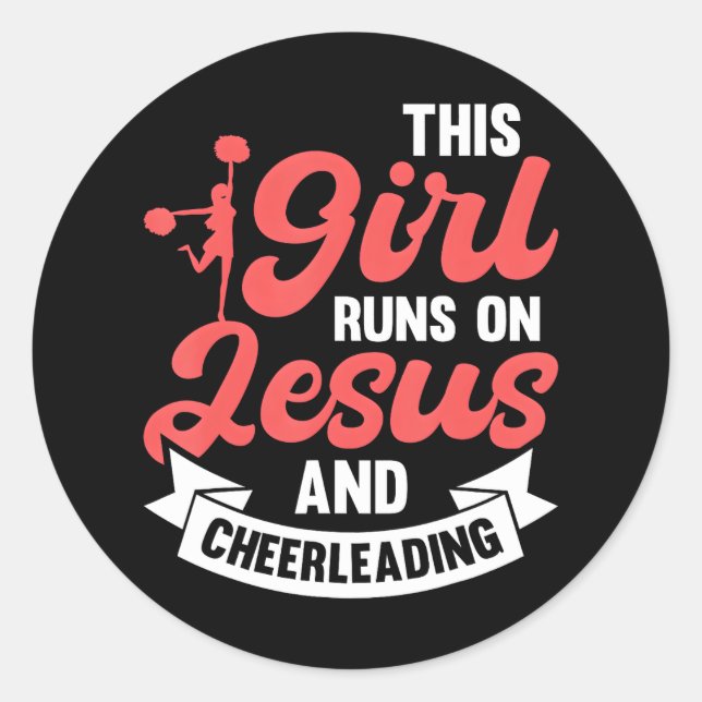 Cheer Girl Dieses Mädchen läuft auf Jesus und Runder Aufkleber (Vorderseite)