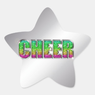 Cheer Glitzer Rainbow Stern-Aufkleber