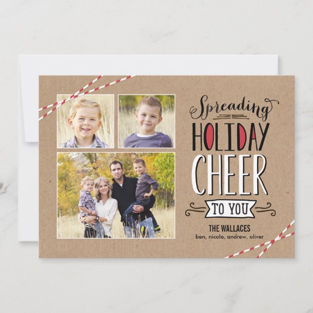 Cheer Holiday Foto Card verbreiten Feiertagskarte (Vorderseite)