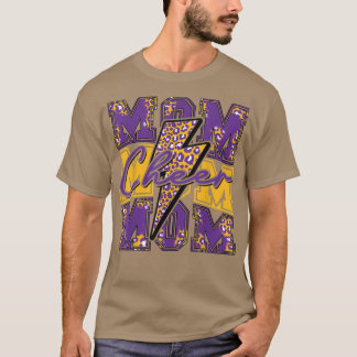 Cheer Mama Blitz Bolt Cheer Leopard Lila Gold T-Shirt