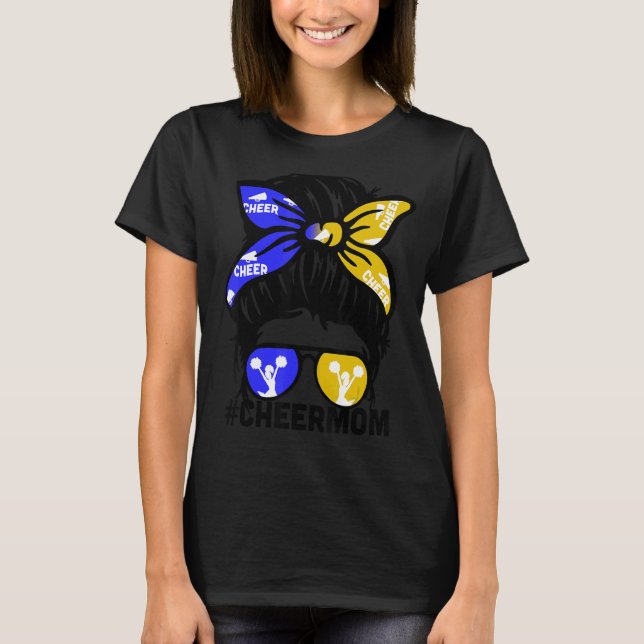 Cheer Mama Blue & Gold Cheerleader Mama Mes T-Shirt (Vorderseite)