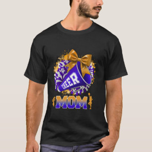 Cheer Mama Blue Gold Pom Pom Megaphone Coquette Bo T-Shirt