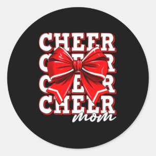 Cheer-Mama Cheerleader-Bogen größter Fan rote Mann Runder Aufkleber