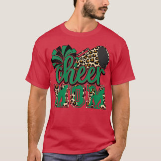 Cheer Mama Green Leopard Cheer Poms & Megaphone T-Shirt