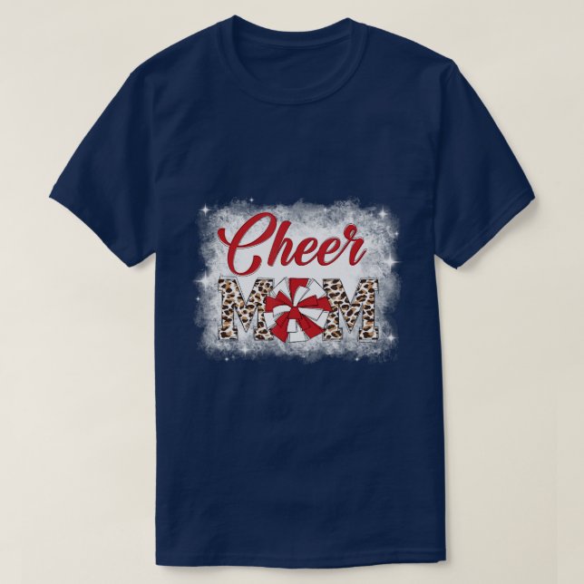 Cheer Mama Leopard Pom Pom Cheerleader Bleached De T-Shirt (Design vorne)