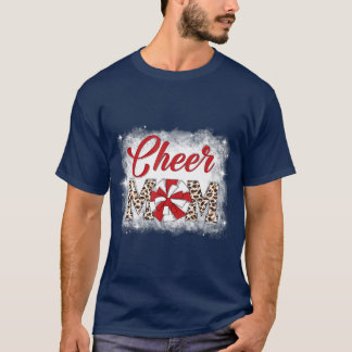 Cheer Mama Leopard Pom Pom Cheerleader Bleached De T-Shirt