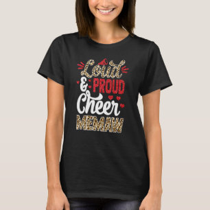 Cheer Memaw Größte Fan Leopard Print und Pom Pom T-Shirt