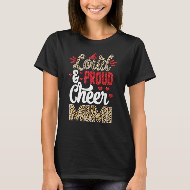 Cheer Mimi Biggest Fan Leopard Print And Pom Pom T-Shirt (Vorderseite)
