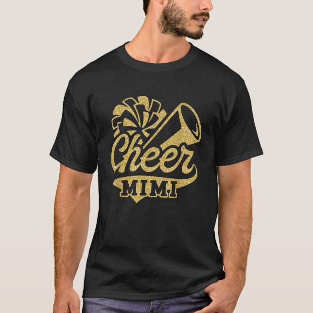 Cheer Mimi Größter Fan Cheerleader Black Yellow Go T-Shirt (Vorderseite)
