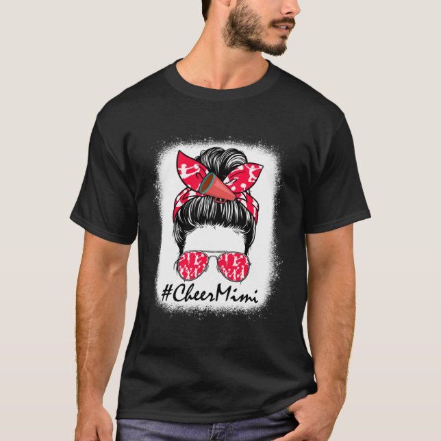 Cheer Mimi Life Messy Bun Cheerleader Mothers Day  T-Shirt (Vorderseite)