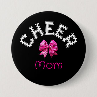 Cheer Mom individueller Text Rosa Schleife Knopf P Button