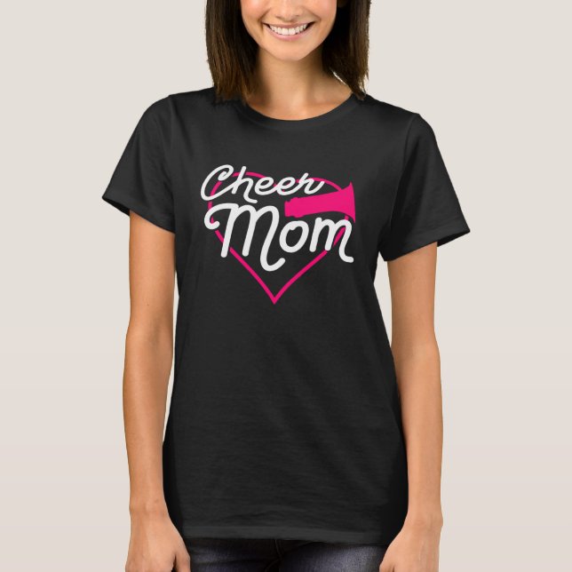 Cheer Mom Love Support Heart Cheerleader Fun Spots T-Shirt (Vorderseite)