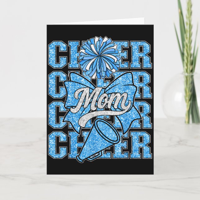 Cheer Mom Mama Bogen Srt Cheerleading Team Blau Ch Karte (Vorderseite)