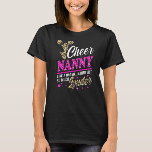 Cheer Nanny Größte Fan Leopard Print und Pom Pom T-Shirt