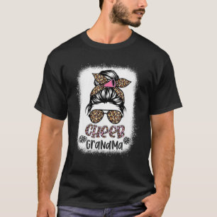 Cheer Oma Leopard Messy Bun Cheerleader Bleach T-Shirt