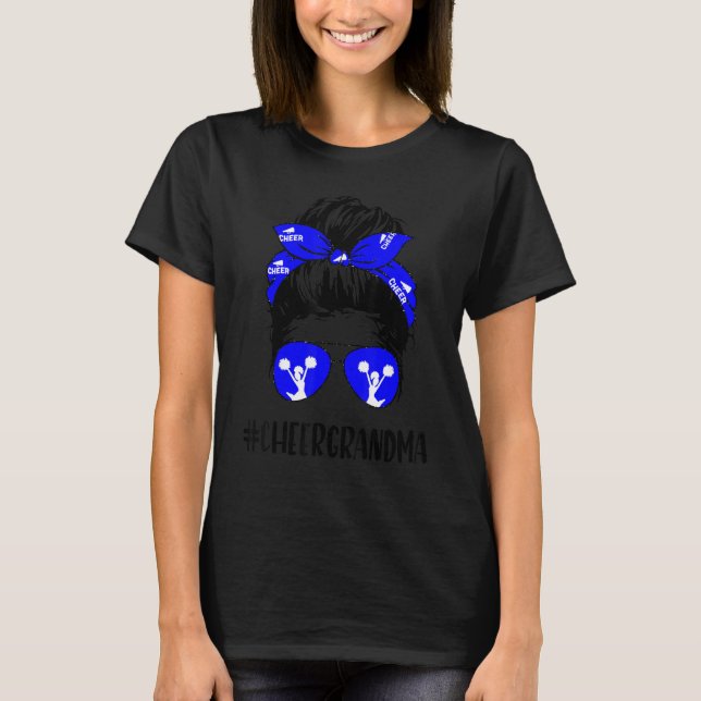 Cheer Oma Life Messy Bun Hair Cheerleader Moth T-Shirt (Vorderseite)