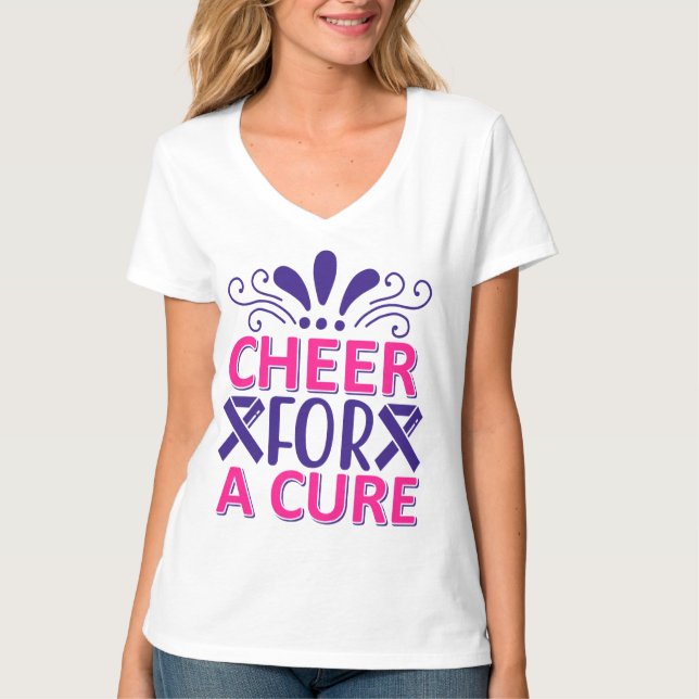Cheer pour un T-shirt rose et pourpre (Devant)