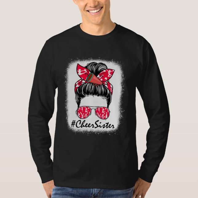 Cheer Sister Life Messy Bun Cheerleader Mothers Da T-Shirt (Vorderseite)