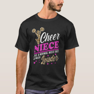 Cheer-Tante größter Fan Leoparden-Druck und Pom-Po T-Shirt