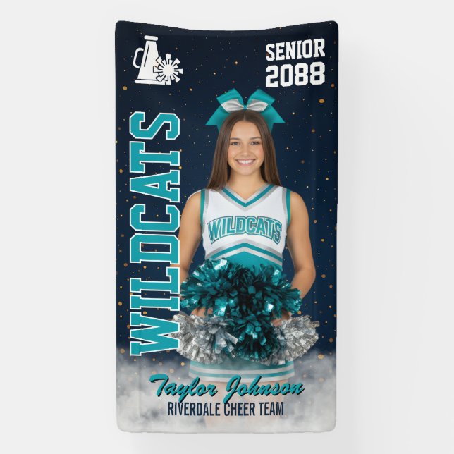 Cheer Team Custom Sports Photo Senior Cheerleading Banner (Vertikal)