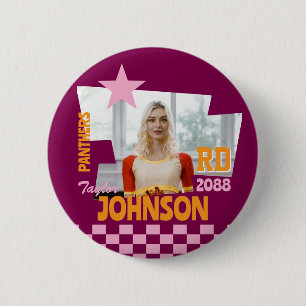 Cheer Team Senior Night Cheerleader Retro Button