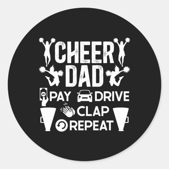 Cheer Vater Pay Drive Clap Cheerleader Pater Cheth Runder Aufkleber (Vorderseite)
