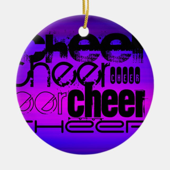 Cheer; Vibranly Blue und Magenta Keramik Ornament (Vorne)