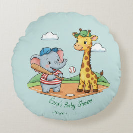 Cheerful and Cute Cartoon Animal Design Rundes Kissen