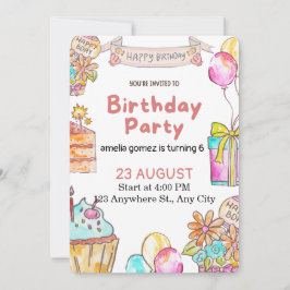 Cheerful and Playful Birthday Design Einladung