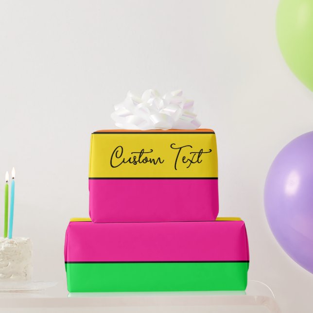 CHEERFUL BRIGHTLY FARBILD STRIPE CUSTOM TEXT GESCHENKPAPIER (Partygeschenke)