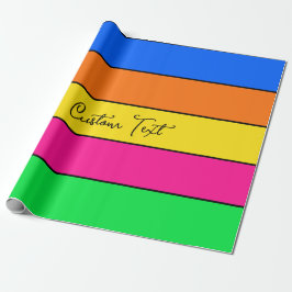 CHEERFUL BRIGHTLY FARBILD STRIPE CUSTOM TEXT GESCHENKPAPIER
