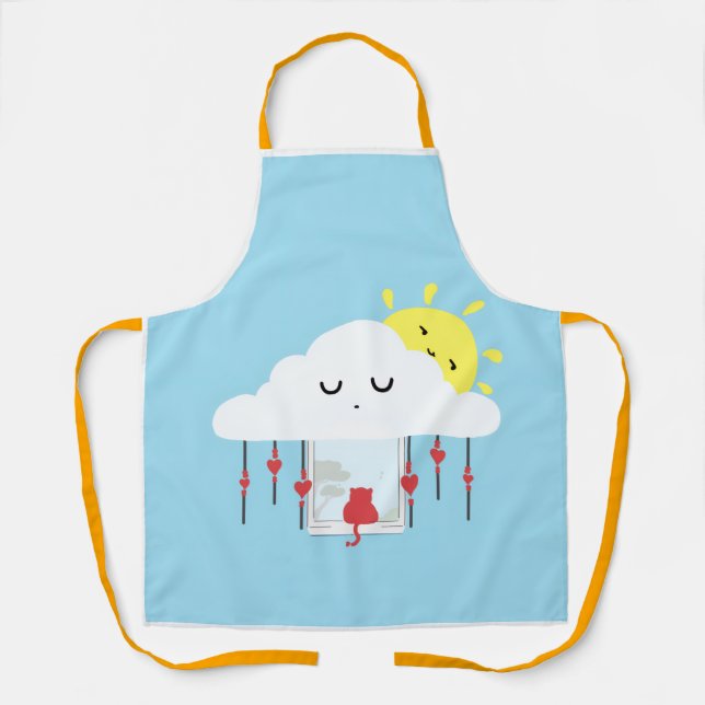 Cheerful Cat & Sunny Cloud Apron Schürze (Vorderseite)